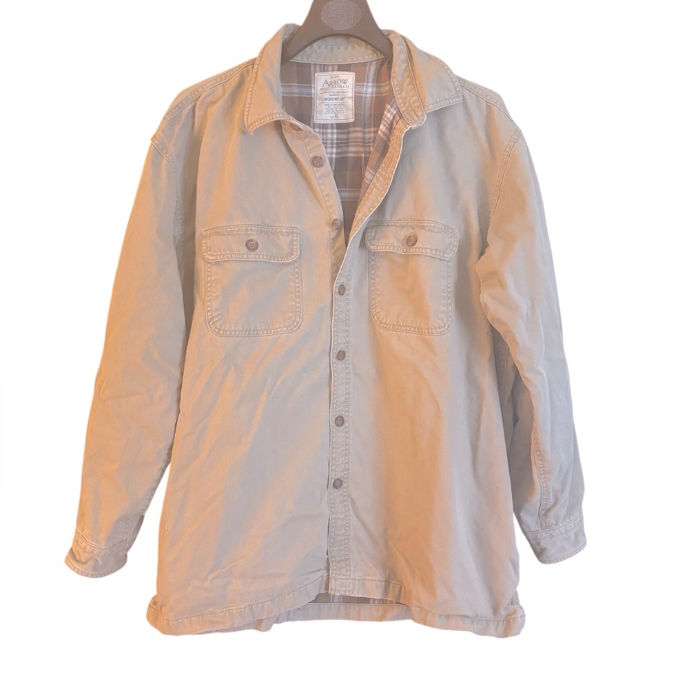 Arrow Vintage Blue Jean Workwear Barn buttoned down flannel lined jacket Size XL